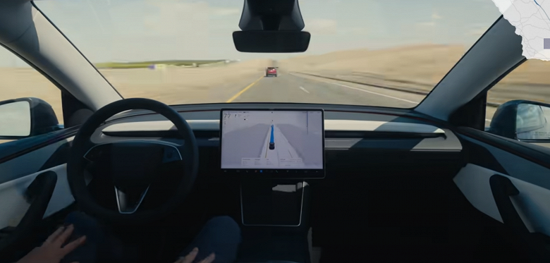 580 км без вмешательства водителя за минуту. Tesla выложила рекордное видео с демонстрацией системы FSD